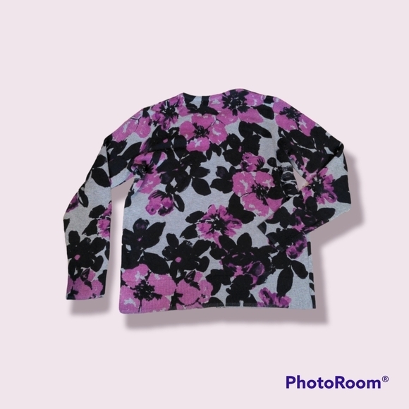 ♥️Croft & Barrow Cardigan Sweater Size M • Floral Splash • - Picture 9 of 11